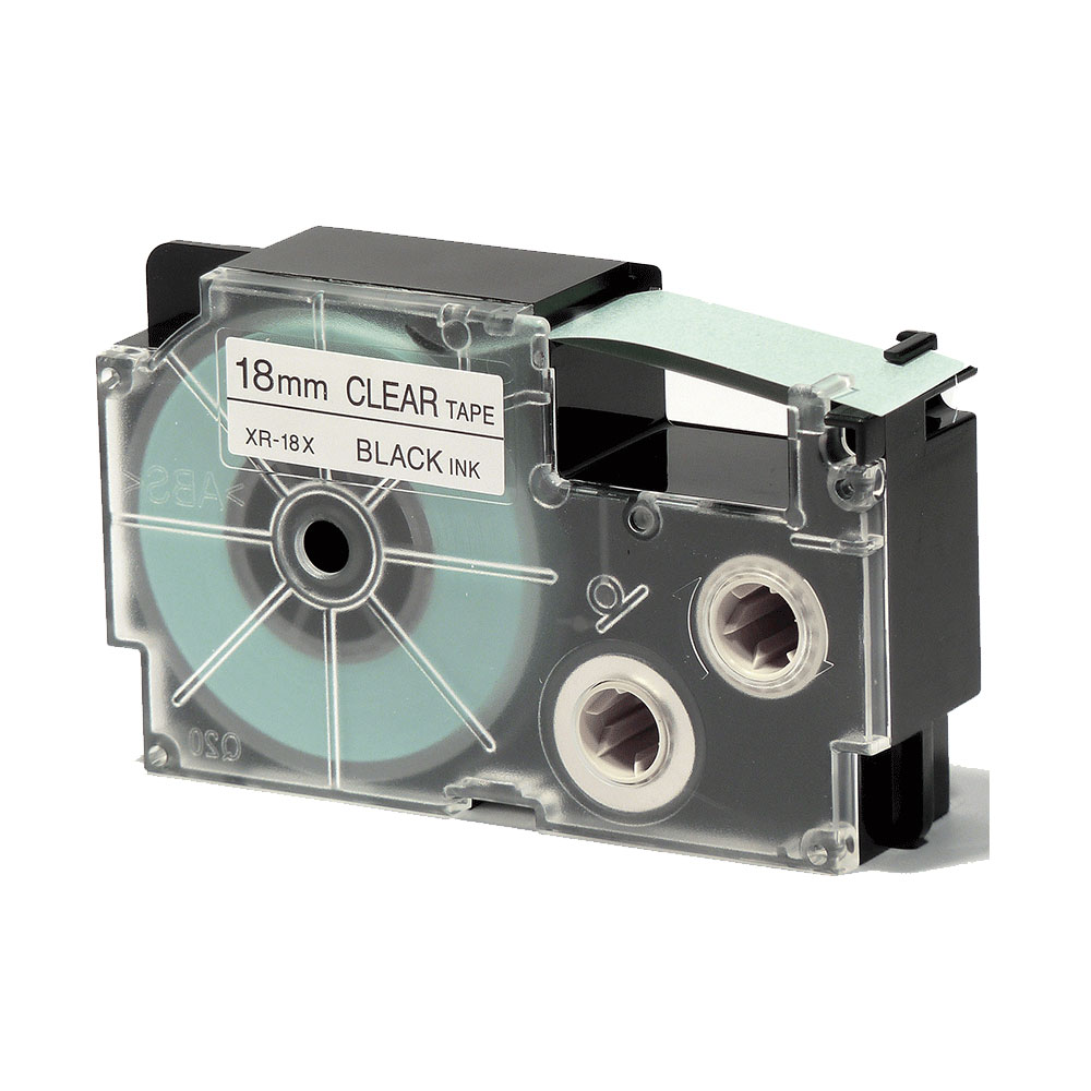 Casio Ez-Label Tape Cartridge - 18mm, Black on Clear (XR-18X1)